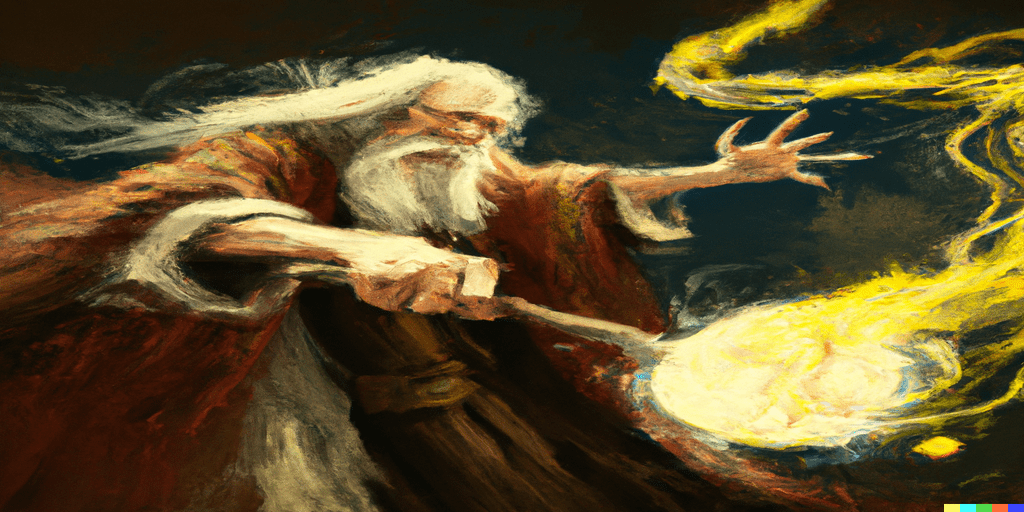 Wizard casting a fireball spell in DnD